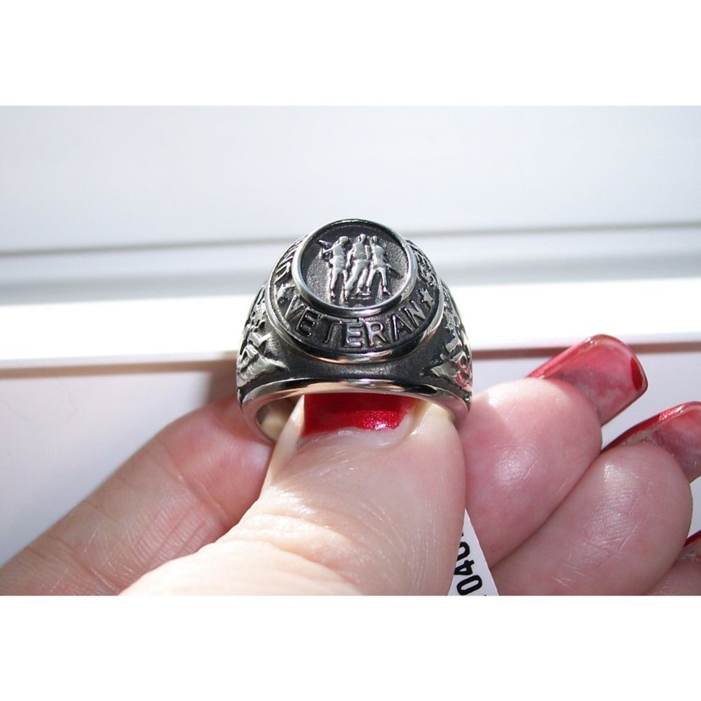 STAINLESS STEEL United States Veteran Epoxy Ring - Picture 8 of 14